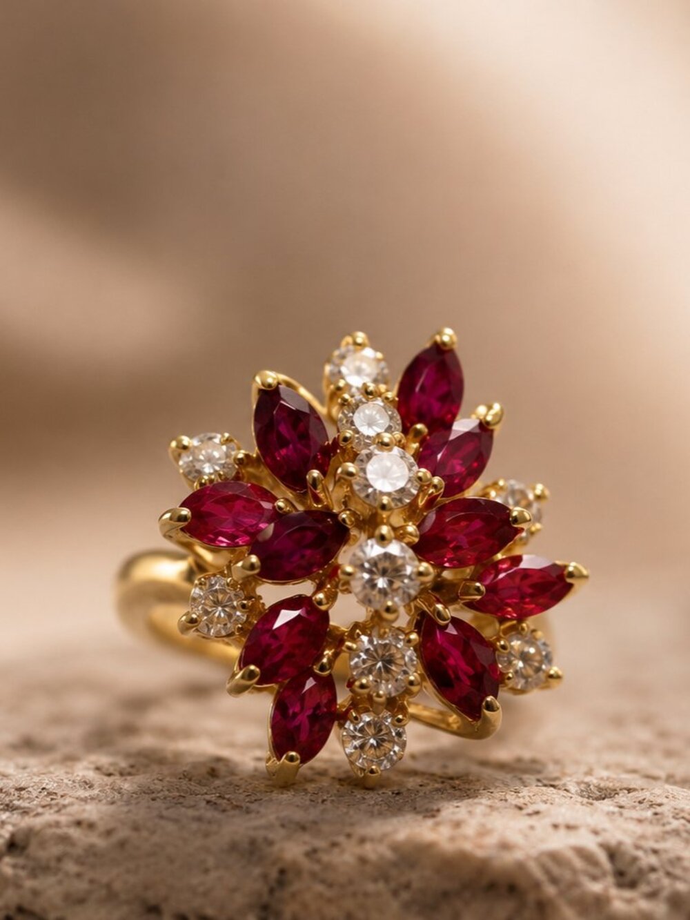 Garnet Blossom Ring